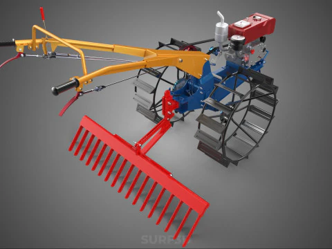 SPIKE TOOTH HARROW MOUNT HAND WALKING TRACTOR WALK BEHIND GARDEN 3D Model