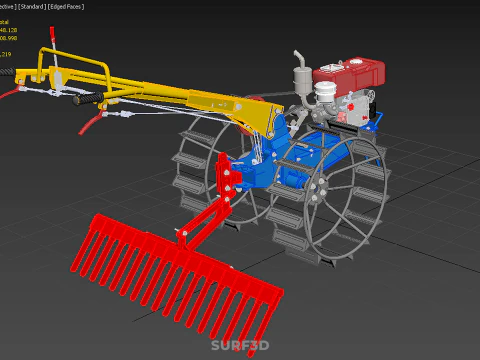 SPIKE TOOTH HARROW MOUNT HAND WALKING TRACTOR WALK BEHIND GARDEN 3D Model