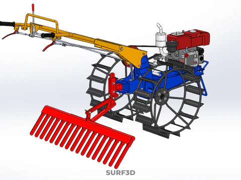 SPIKE TOOTH HARROW MOUNT HAND WALKING TRACTOR WALK BEHIND GARDEN 3D Model