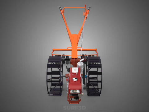 HEAVY DUTY WALK BEHIND TRACTOR PUDDLER PUDDLING POWER TILLER PRO 3D Model