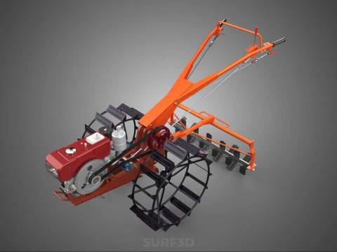 HEAVY DUTY WALK BEHIND TRACTOR PUDDLER PUDDLING POWER TILLER PRO 3D Model