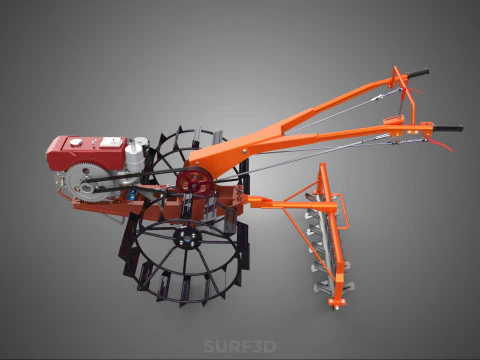 HEAVY DUTY WALK BEHIND TRACTOR PUDDLER PUDDLING POWER TILLER PRO 3D Model
