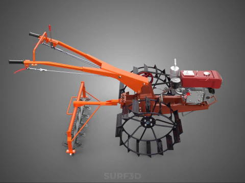 HEAVY DUTY WALK BEHIND TRACTOR PUDDLER PUDDLING POWER TILLER PRO 3D Model