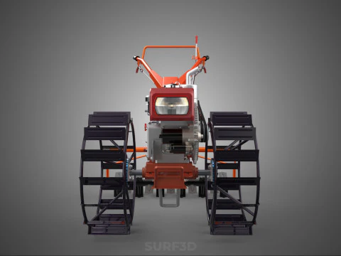 HEAVY DUTY WALK BEHIND TRACTOR PUDDLER PUDDLING POWER TILLER PRO 3D Model