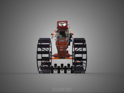 HEAVY DUTY WALK BEHIND TRACTOR PUDDLER PUDDLING POWER TILLER PRO 3D Model