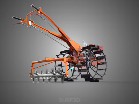 HEAVY DUTY WALK BEHIND TRACTOR PUDDLER PUDDLING POWER TILLER PRO 3D Model