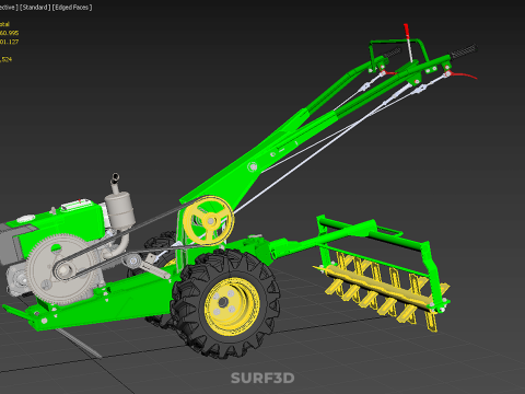TRAKT&Ouml;R&Uuml;N ARKASINDA Y&Uuml;R&Uuml;YEN G&Uuml;&Ccedil; YEKE EL Y&Uuml;R&Uuml;Y&Uuml;ŞL&Uuml; D&Ouml;NER ROTAVAT&Ouml;R 3D Model