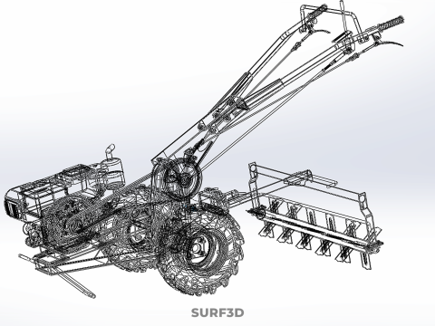 TRAKT&Ouml;R&Uuml;N ARKASINDA Y&Uuml;R&Uuml;YEN G&Uuml;&Ccedil; YEKE EL Y&Uuml;R&Uuml;Y&Uuml;ŞL&Uuml; D&Ouml;NER ROTAVAT&Ouml;R 3D Model