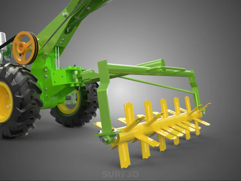 HAND TRACTOR ROTO PUDDLER BLADE CULTIVATOR TWO WHEEL RUBBER TIRE 3D Model