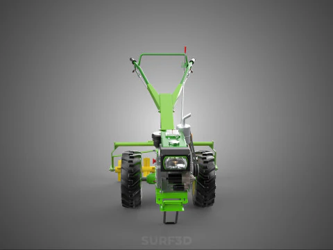 HAND TRACTOR ROTO PUDDLER BLADE CULTIVATOR TWO WHEEL RUBBER TIRE 3D Model