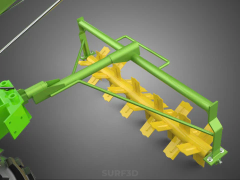 HAND TRACTOR ROTO PUDDLER BLADE CULTIVATOR TWO WHEEL RUBBER TIRE 3D Model