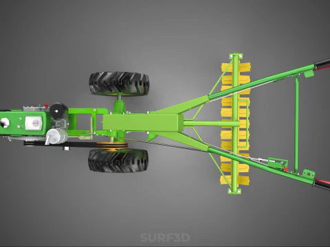 HAND TRACTOR ROTO PUDDLER BLADE CULTIVATOR TWO WHEEL RUBBER TIRE 3D Model