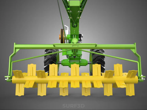 HAND TRACTOR ROTO PUDDLER BLADE CULTIVATOR TWO WHEEL RUBBER TIRE 3D Model