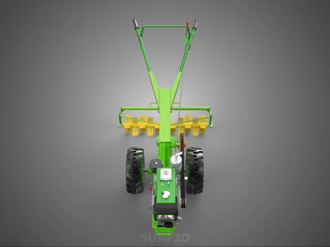 HAND TRACTOR ROTO PUDDLER BLADE CULTIVATOR TWO WHEEL RUBBER TIRE 3D Model