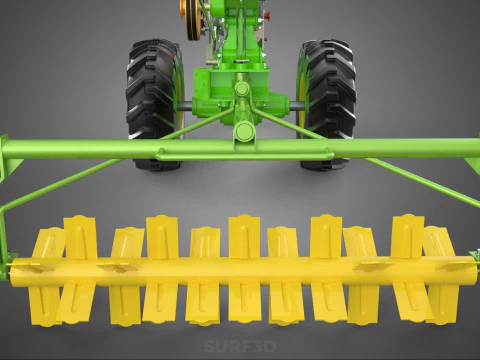HAND TRACTOR ROTO PUDDLER BLADE CULTIVATOR TWO WHEEL RUBBER TIRE 3D Model