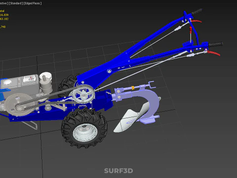 ATTACHED SINGLE FURROW PLOW BLADE MOULD MOLD BOARD HAND TRACTOR 3D Model