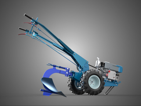 POWER TILLER TRACTOR HANDLANDBOUWMACHINE PLOEG PLOEGBEVESTIGING 3D Model