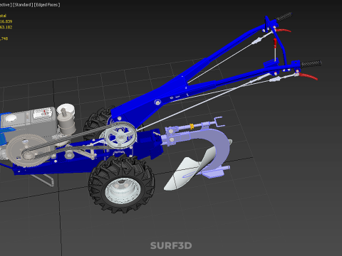 ФРЕЗА ТРАКТОР РУЧНА СІЛЬСЬКОГОСПОДАРСЬКА МАШИНА ПЛУГ ПЛУГ КРЕПЛЕННЯ 3D Модель