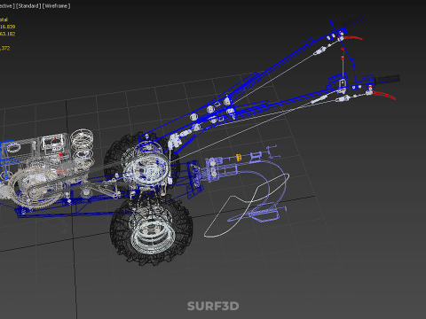 ФРЕЗА ТРАКТОР РУЧНА СІЛЬСЬКОГОСПОДАРСЬКА МАШИНА ПЛУГ ПЛУГ КРЕПЛЕННЯ 3D Модель