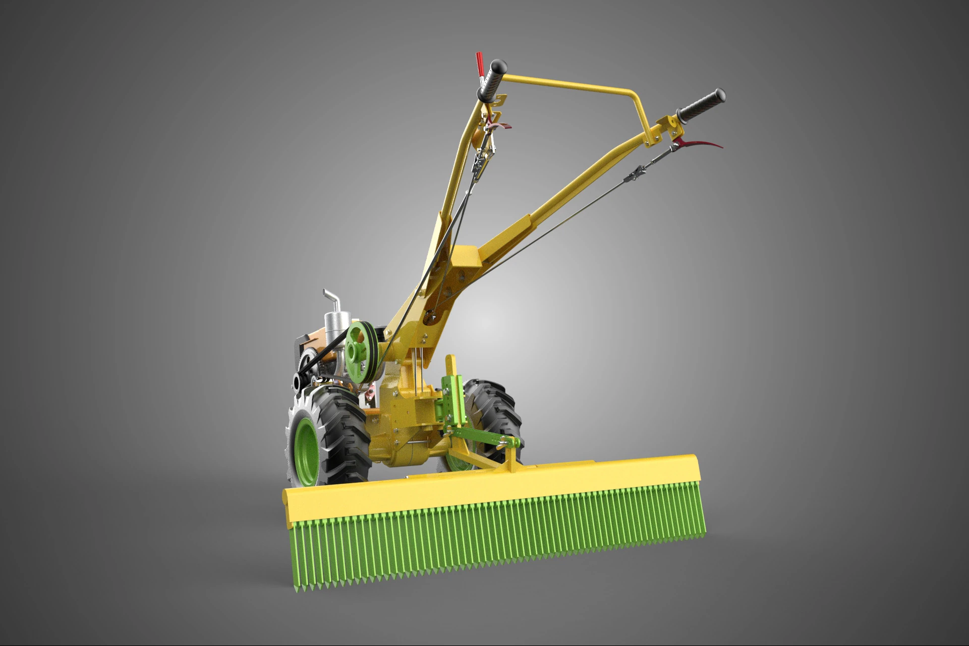 HAND TRACTOR LANDSCAPE RAKE RAKING RAKER HARROW SPIKE IMPLEMENT 3D Model .c4d .max .obj .3ds .fbx .stl .blend 