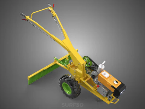 HAND TRACTOR LANDSCAPE RAKE RAKING RAKER HARROW SPIKE IMPLEMENT 3D Model