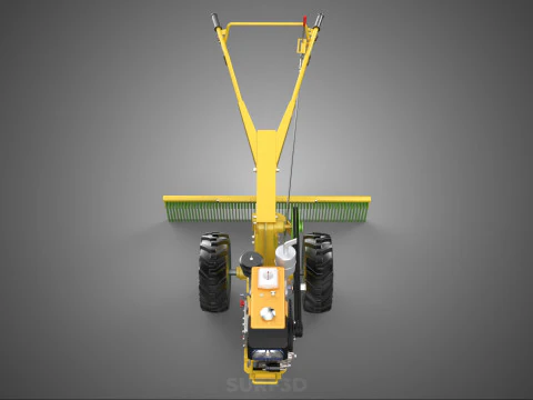 HAND TRACTOR LANDSCAPE RAKE RAKING RAKER HARROW SPIKE IMPLEMENT 3D Model