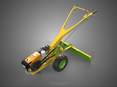 HAND TRACTOR LANDSCAPE RAKE RAKING RAKER HARROW SPIKE IMPLEMENT 3D Model