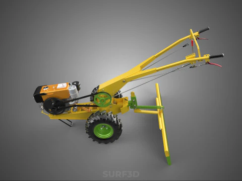 HAND TRACTOR LANDSCAPE RAKE RAKING RAKER HARROW SPIKE IMPLEMENT 3D Model