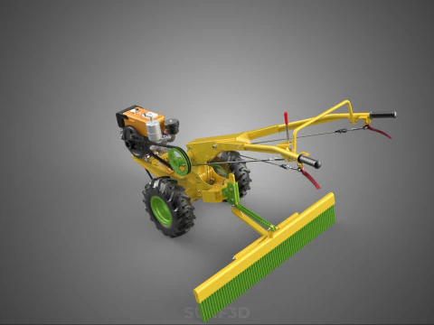 HAND TRACTOR LANDSCAPE RAKE RAKING RAKER HARROW SPIKE IMPLEMENT 3D Model