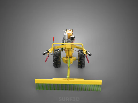 HAND TRACTOR LANDSCAPE RAKE RAKING RAKER HARROW SPIKE IMPLEMENT 3D Model