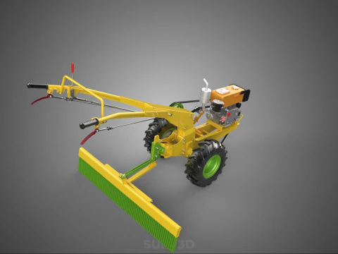 HAND TRACTOR LANDSCAPE RAKE RAKING RAKER HARROW SPIKE IMPLEMENT 3D Model