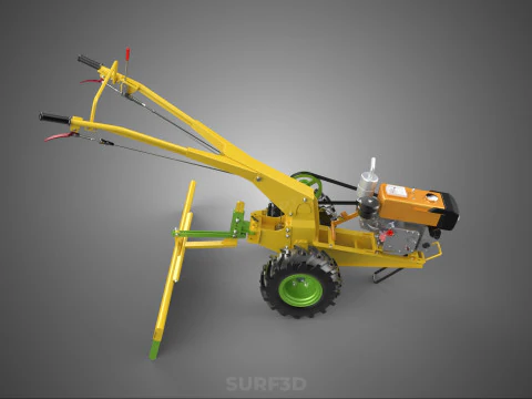 HAND TRACTOR LANDSCAPE RAKE RAKING RAKER HARROW SPIKE IMPLEMENT 3D Model