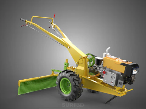 HAND TRACTOR LANDSCAPE RAKE RAKING RAKER HARROW SPIKE IMPLEMENT 3D Model