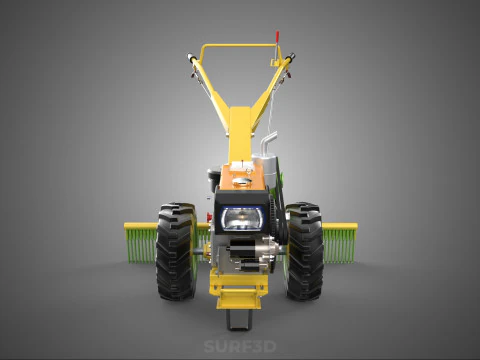 HAND TRACTOR LANDSCAPE RAKE RAKING RAKER HARROW SPIKE IMPLEMENT 3D Model
