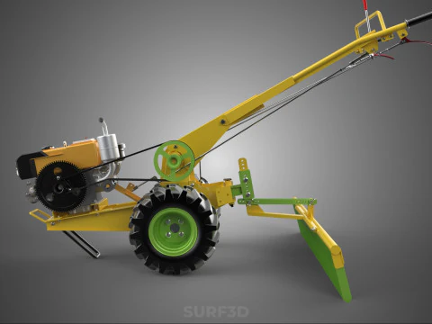 HAND TRACTOR LANDSCAPE RAKE RAKING RAKER HARROW SPIKE IMPLEMENT 3D Model