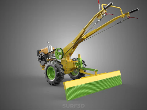 HAND TRACTOR LANDSCAPE RAKE RAKING RAKER HARROW SPIKE IMPLEMENT 3D Model