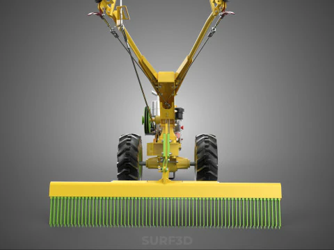 HAND TRACTOR LANDSCAPE RAKE RAKING RAKER HARROW SPIKE IMPLEMENT 3D Model