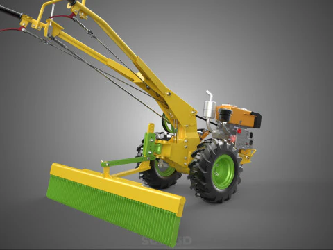 HAND TRACTOR LANDSCAPE RAKE RAKING RAKER HARROW SPIKE IMPLEMENT 3D Model