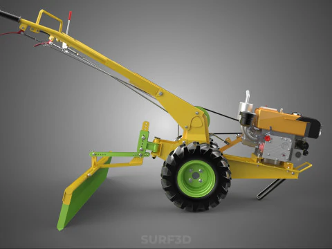 HAND TRACTOR LANDSCAPE RAKE RAKING RAKER HARROW SPIKE IMPLEMENT 3D Model