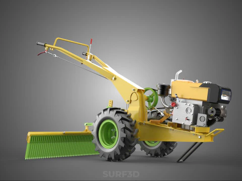 HAND TRACTOR LANDSCAPE RAKE RAKING RAKER HARROW SPIKE IMPLEMENT 3D Model