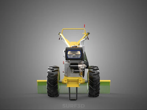 HAND TRACTOR LANDSCAPE RAKE RAKING RAKER HARROW SPIKE IMPLEMENT 3D Model