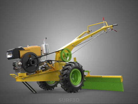 HAND TRACTOR LANDSCAPE RAKE RAKING RAKER HARROW SPIKE IMPLEMENT 3D Model
