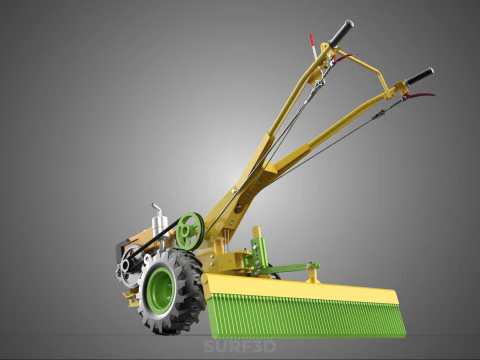 HAND TRACTOR LANDSCAPE RAKE RAKING RAKER HARROW SPIKE IMPLEMENT 3D Model