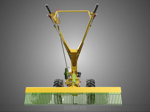 HAND TRACTOR LANDSCAPE RAKE RAKING RAKER HARROW SPIKE IMPLEMENT 3D Model