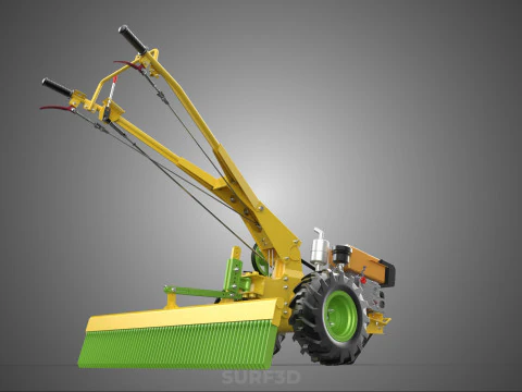HAND TRACTOR LANDSCAPE RAKE RAKING RAKER HARROW SPIKE IMPLEMENT 3D Model