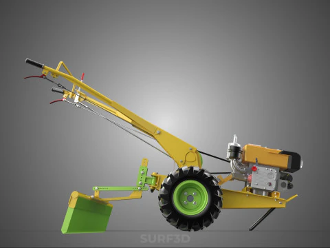 HAND TRACTOR LANDSCAPE RAKE RAKING RAKER HARROW SPIKE IMPLEMENT 3D Model