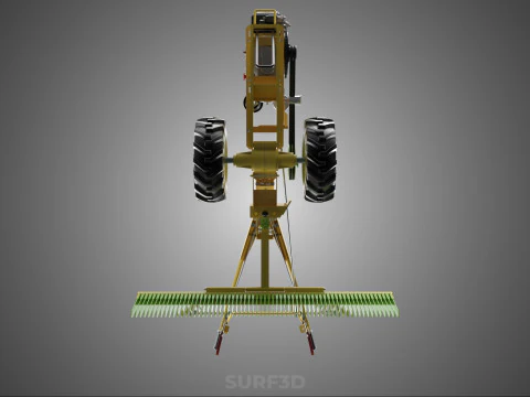 HAND TRACTOR LANDSCAPE RAKE RAKING RAKER HARROW SPIKE IMPLEMENT 3D Model
