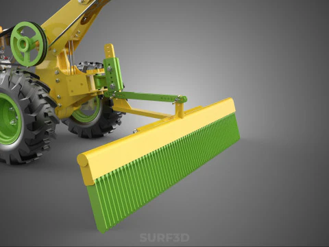 HAND TRACTOR LANDSCAPE RAKE RAKING RAKER HARROW SPIKE IMPLEMENT 3D Model