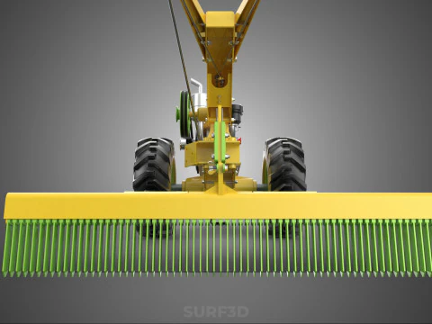 HAND TRACTOR LANDSCAPE RAKE RAKING RAKER HARROW SPIKE IMPLEMENT 3D Model