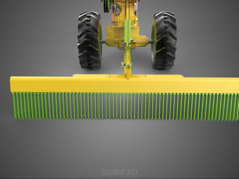 HAND TRACTOR LANDSCAPE RAKE RAKING RAKER HARROW SPIKE IMPLEMENT 3D Model